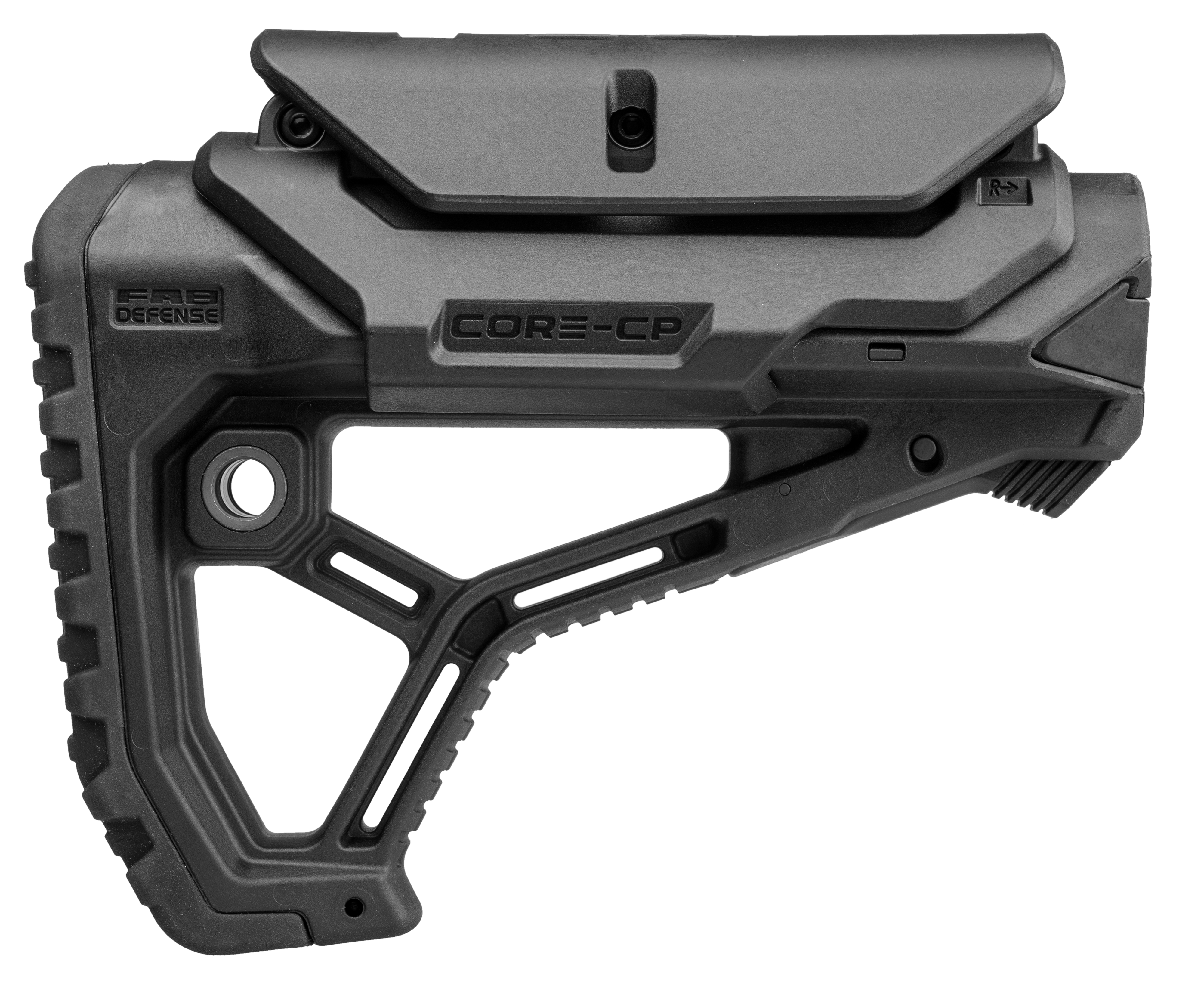 FAB DEFENSE GL-Core Buttstock with Cheek Rest, Black - FX-GLCORECPB